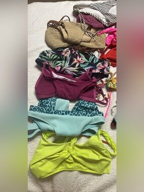 Assorted Women’s Bikini Tops and Bottoms - Magenta, Aqua, Floral